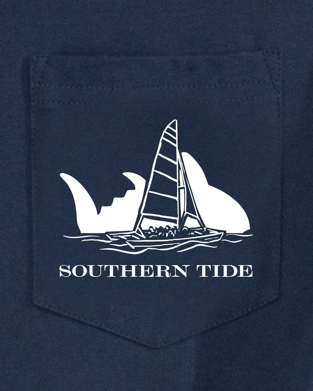 The detail view of the Sunset Silhouette T-Shirt by Southern Tide - Navy