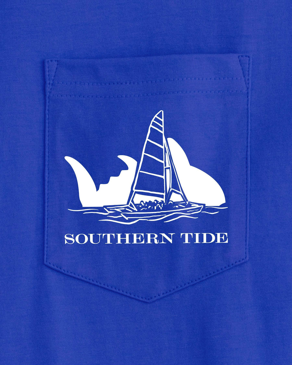 The detail view of the Sunset Silhouette T-Shirt by Southern Tide - University Blue