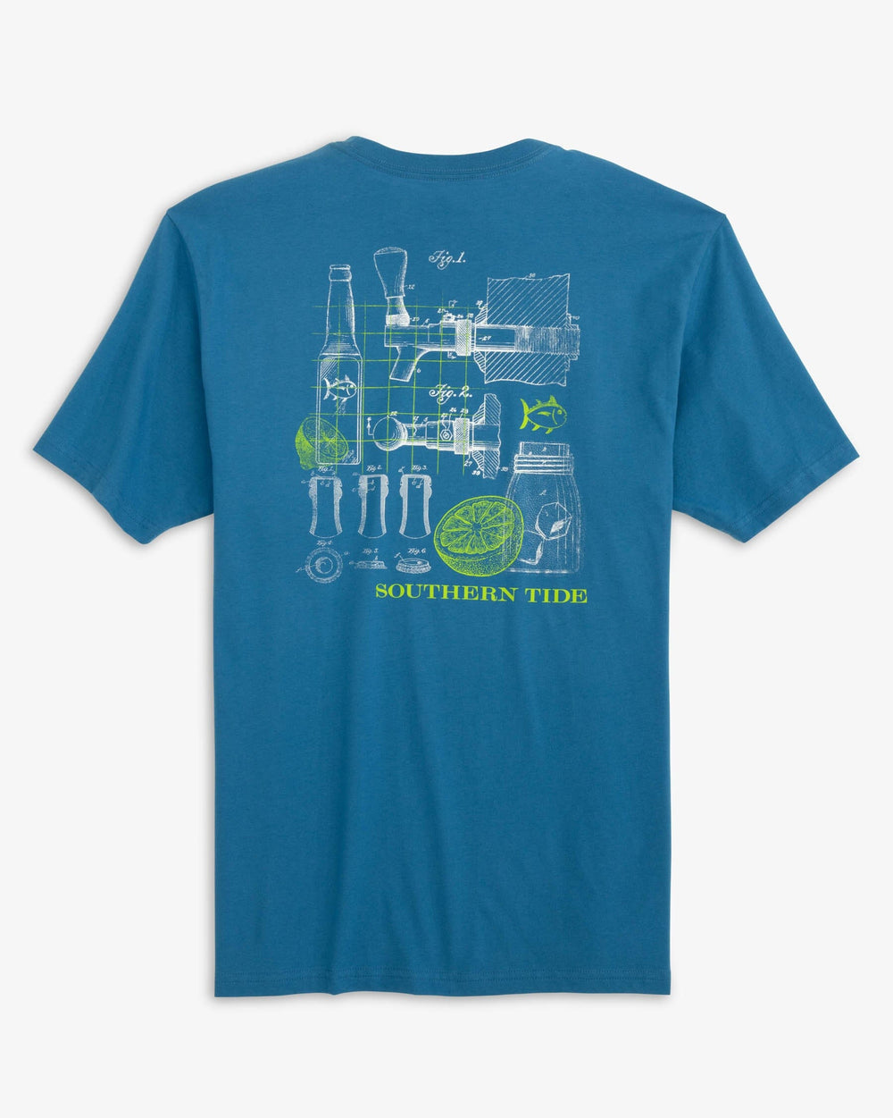 The back view of the Southern Tide Tap Schematic T-Shirt by Southern Tide - Atlantic Blue