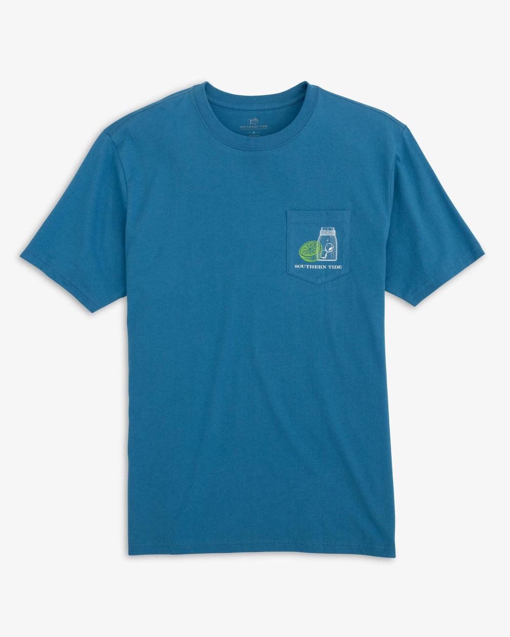 The front view of the Southern Tide Tap Schematic T-Shirt by Southern Tide - Atlantic Blue