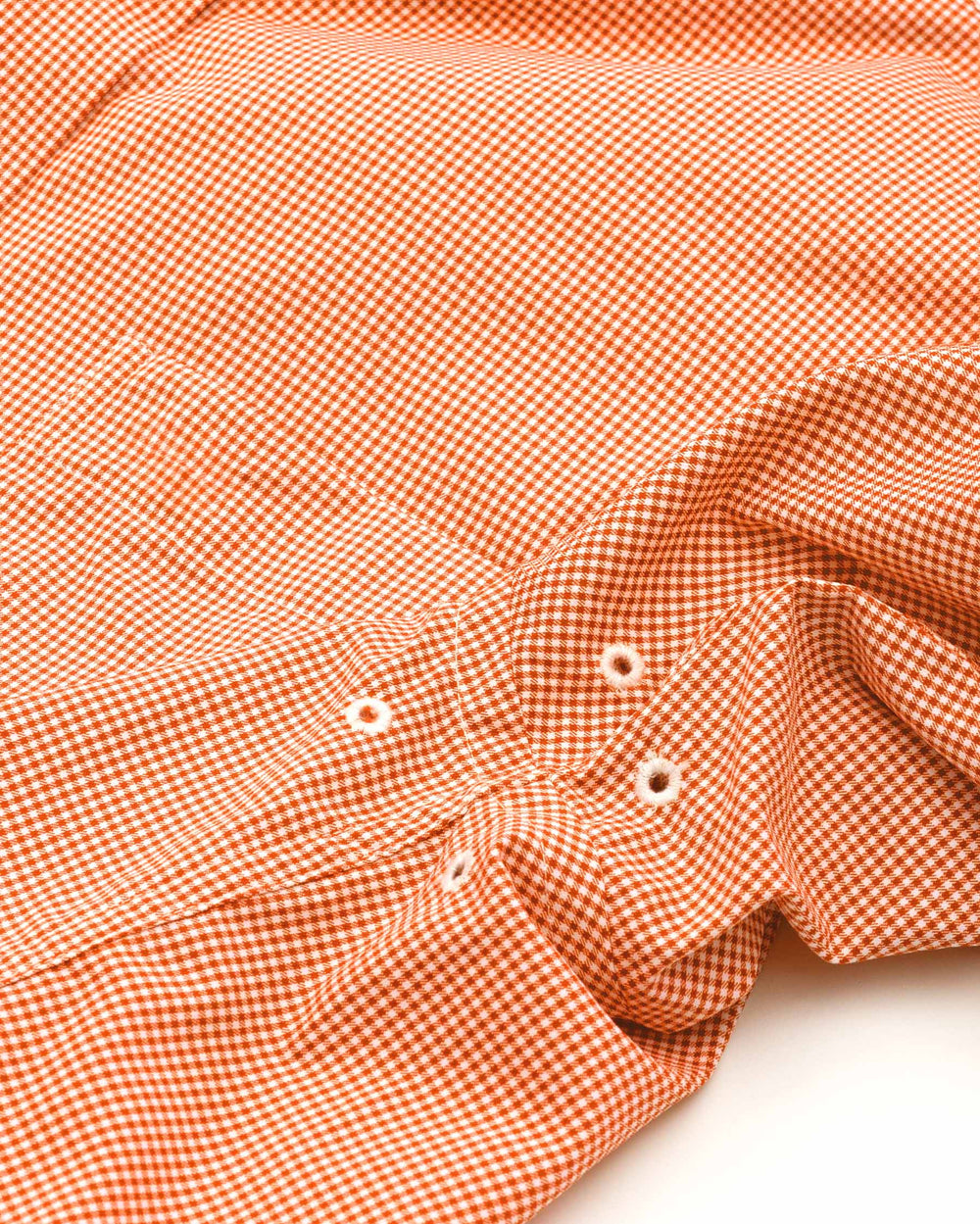 The detail of the Tennessee Vols Gingham Button Down Shirt by Southern Tide - Rocky Top Orange
