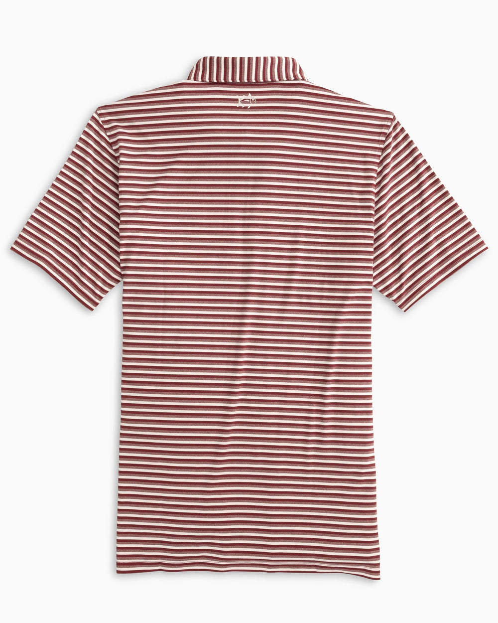 The back of the Men's Texas A&M Aggies Heathered Striped Performance Polo Shirt - Chianti