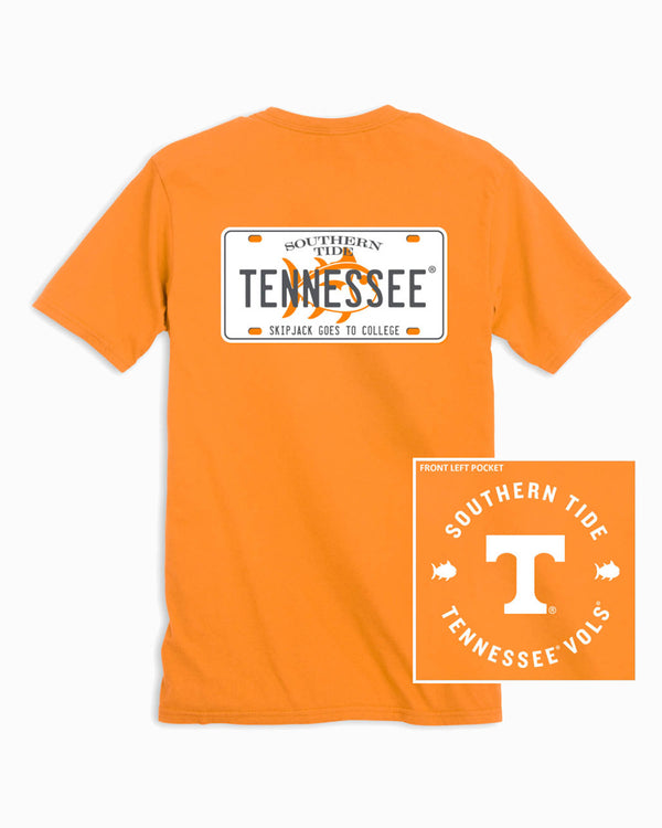 The front and back by the Tennessee Vols License Plate T-Shirt by Southern Tide - Rocky Top Orange