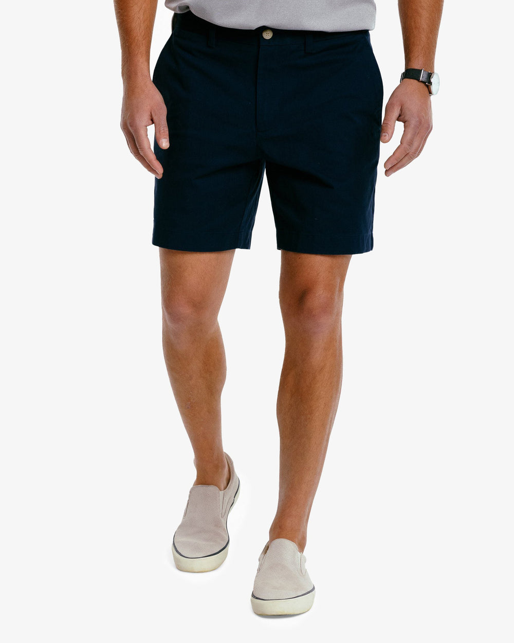 The front view of the Men's New Channel Marker 9 Inch Short by Southern Tide - True Navy
