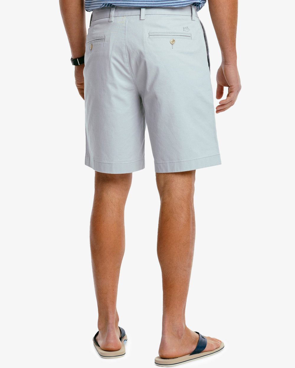 The back view of the Men's New Channel Marker 9 Inch Short by Southern Tide - Seagull Grey