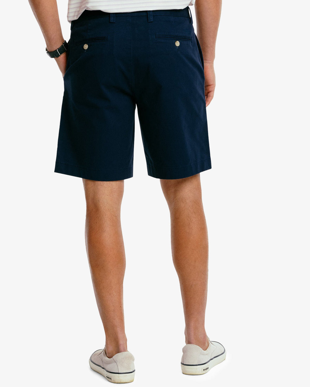 The back view of the Men's New Channel Marker 9 Inch Short by Southern Tide - True Navy