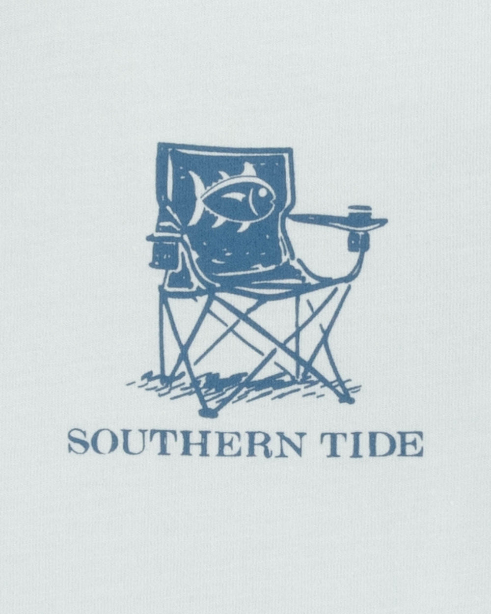 The detail view of the Time for a Tailgate Long Sleeve T-Shirt by Southern Tide - Iceberg Blue