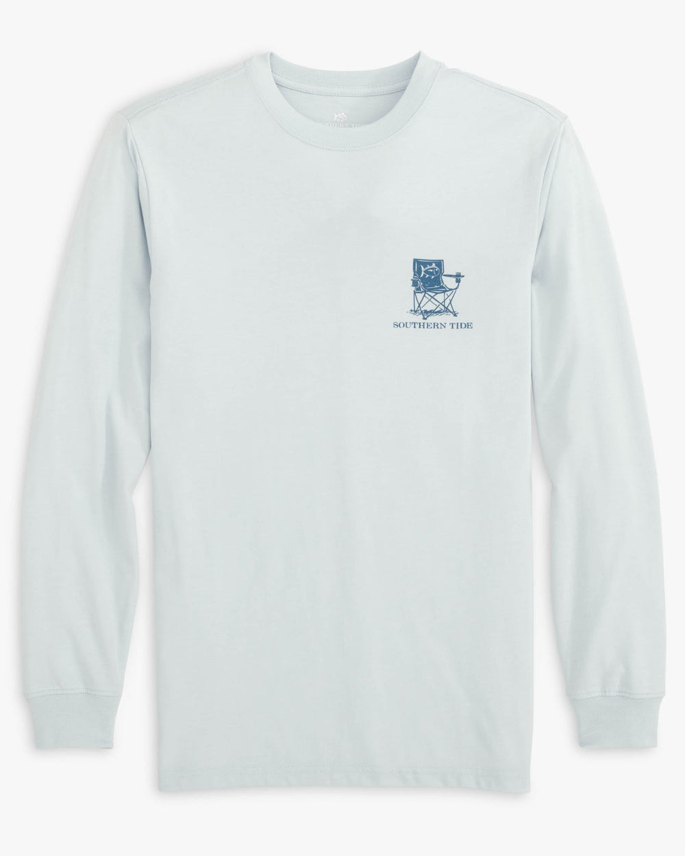 The front view of the Time for a Tailgate Long Sleeve T-Shirt by Southern Tide - Iceberg Blue
