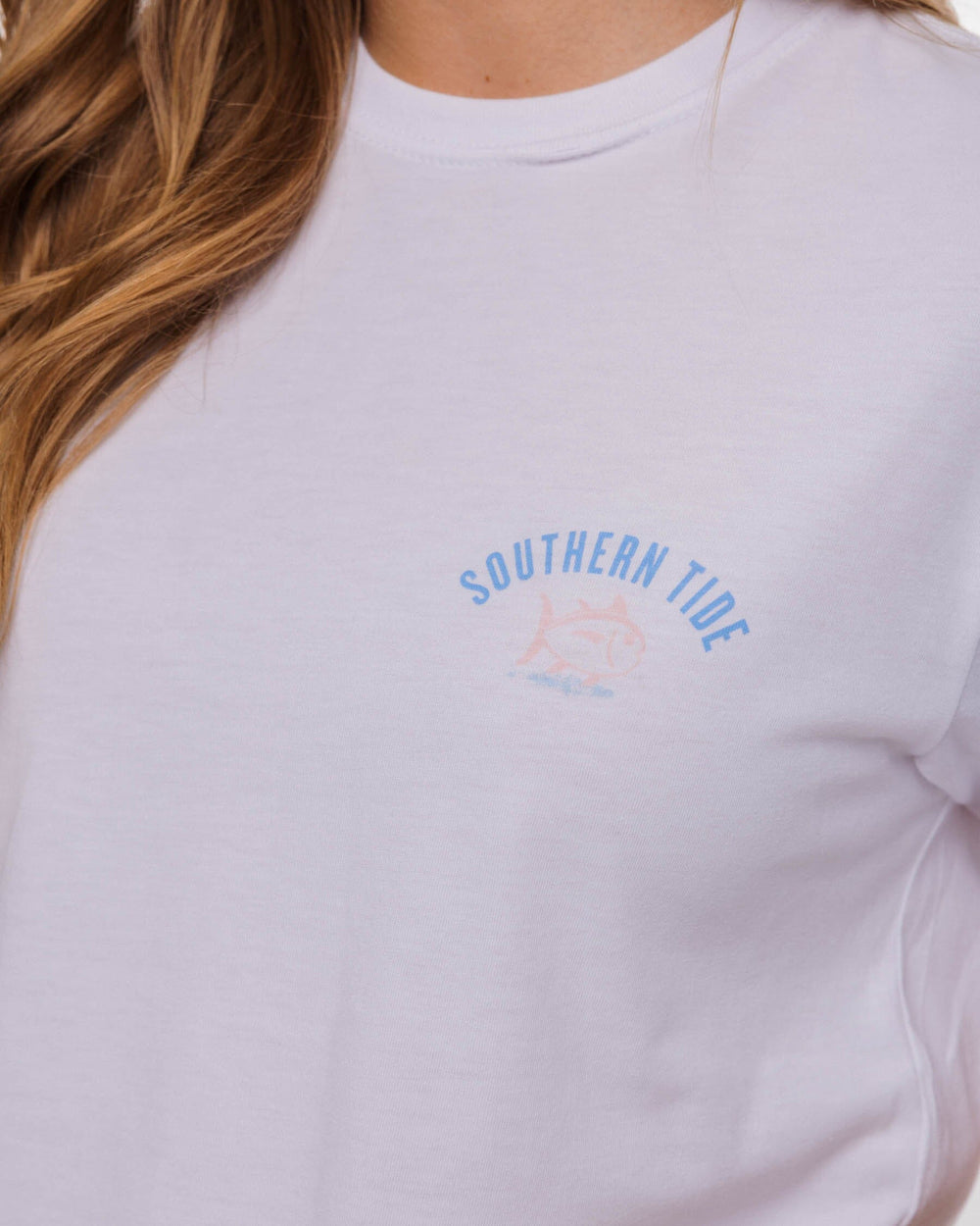 The detail view of the Southern Tide Tri Adirondack Chair T-Shirt by Southern Tide - Classic White