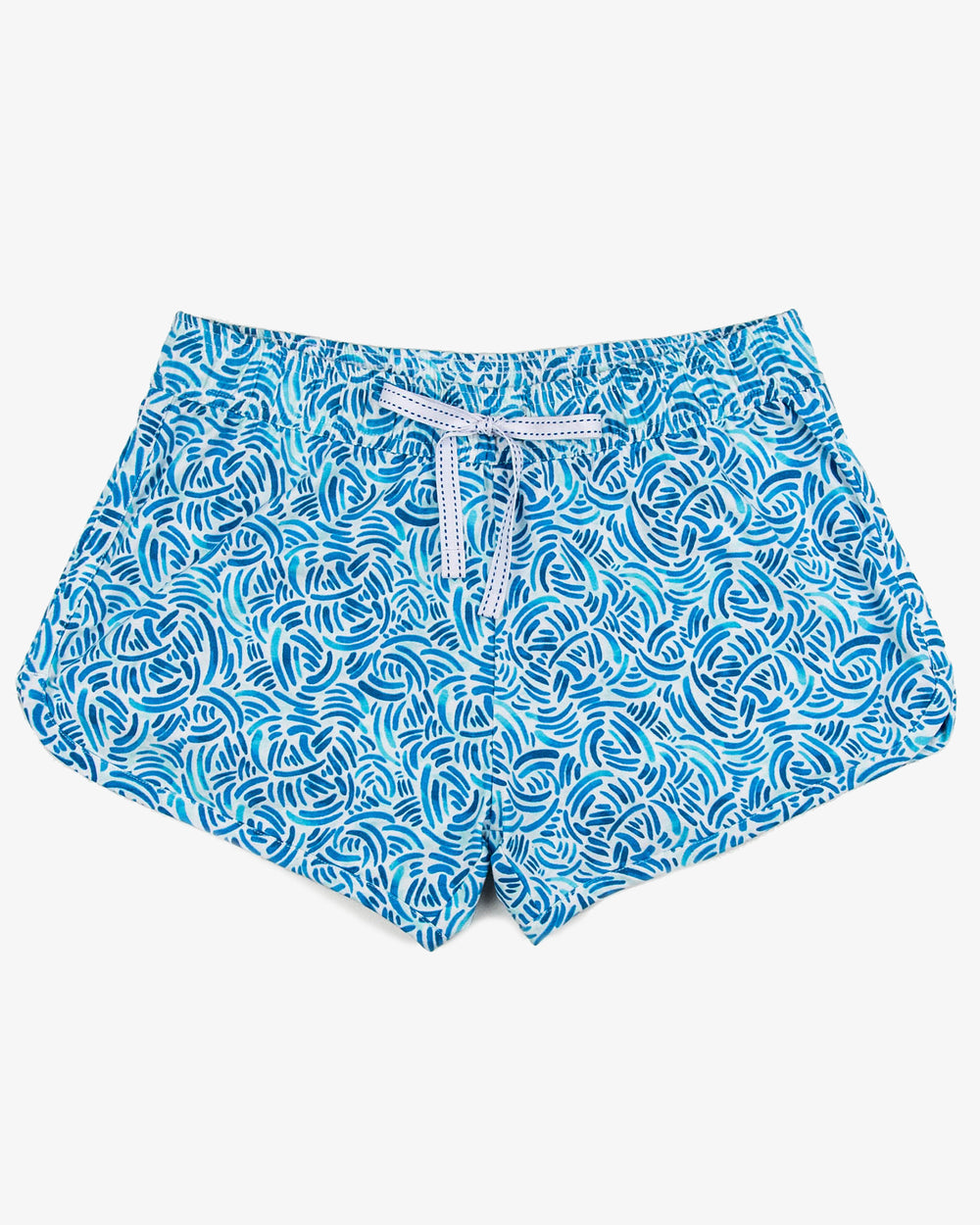 The front view of the Southern Tide Watercolor White Print Lounge Short by Southern Tide - Atlantic Blue