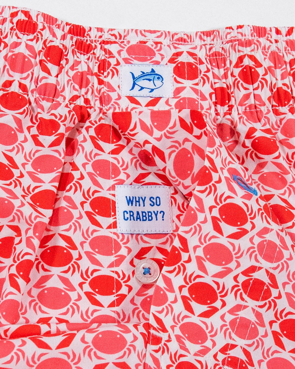 The detail view of the Southern Tide Why so Crabby Boxer by Southern Tide - Classic White