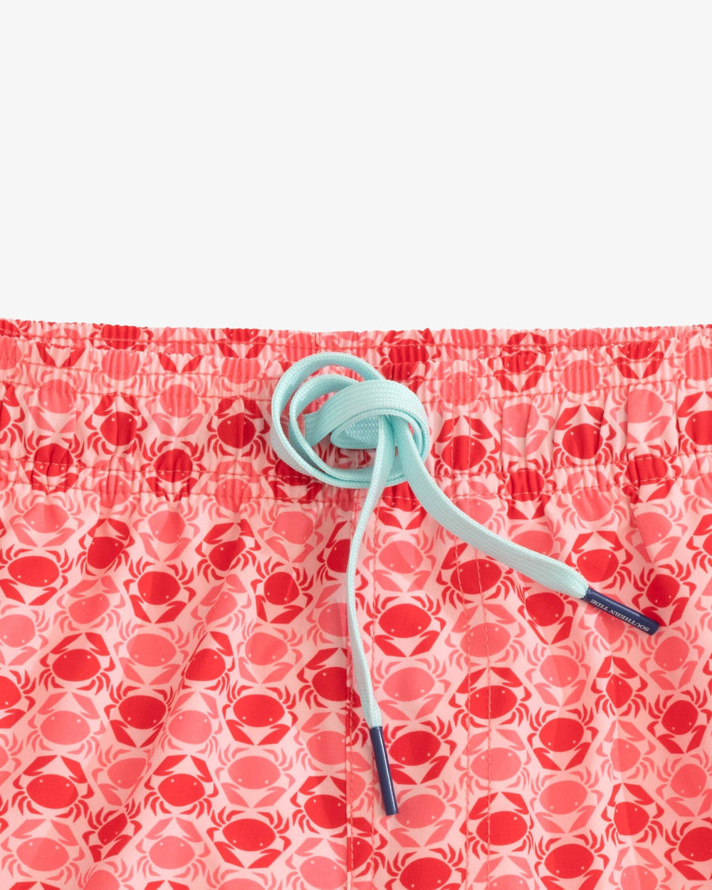 The detail view of the Southern Tide Why So Crabby Printed Swim Trunk by Southern Tide - Rose Blush