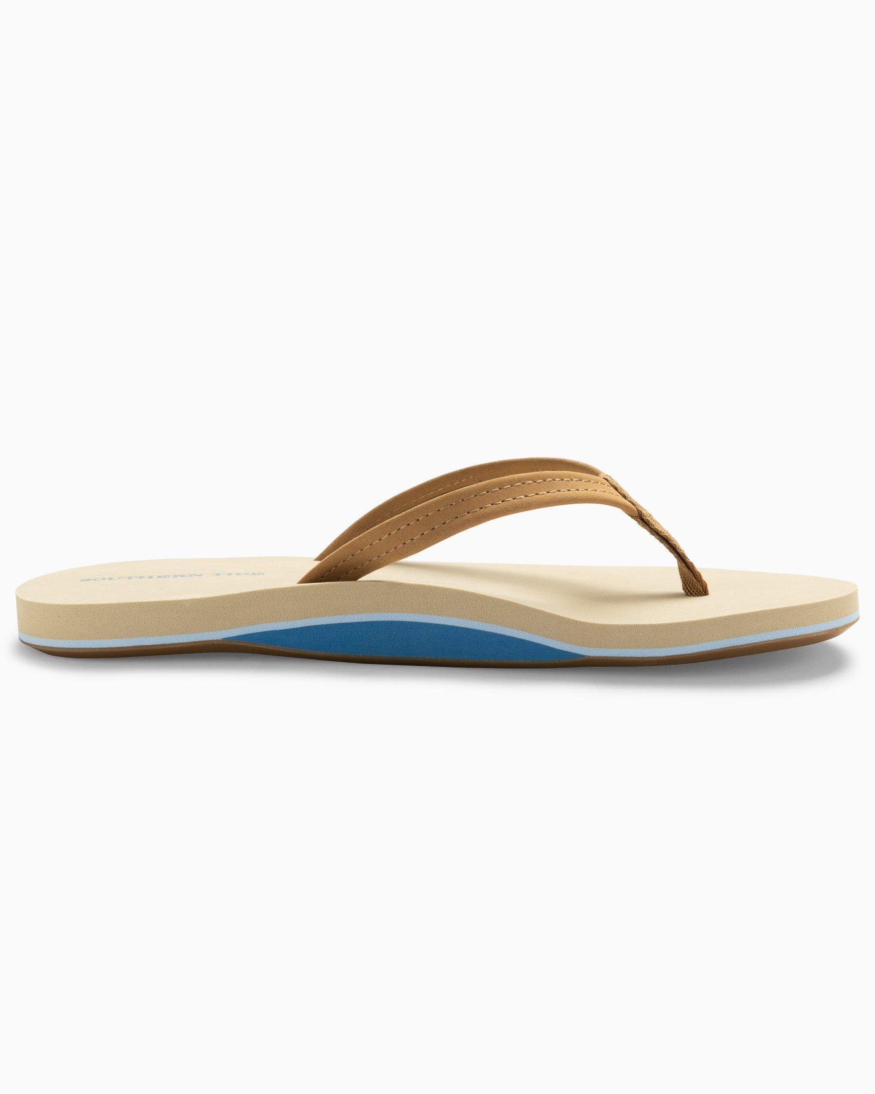 Women s Brown Leather Flipflops Southern Tide