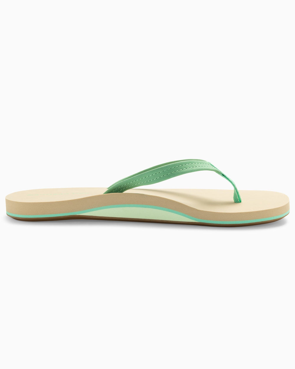 The side view of the Women's Weekend Starboard Leather by Southern Tide - Starboard Green