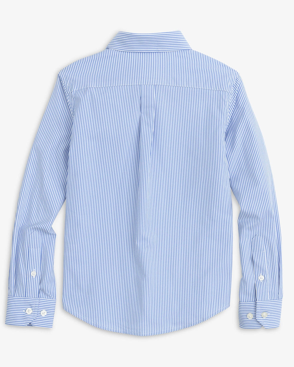 The back view of the Southern Tide Youth Bengal Stripe Intercoastal Sport Shirt by Southern Tide - Cobalt Blue