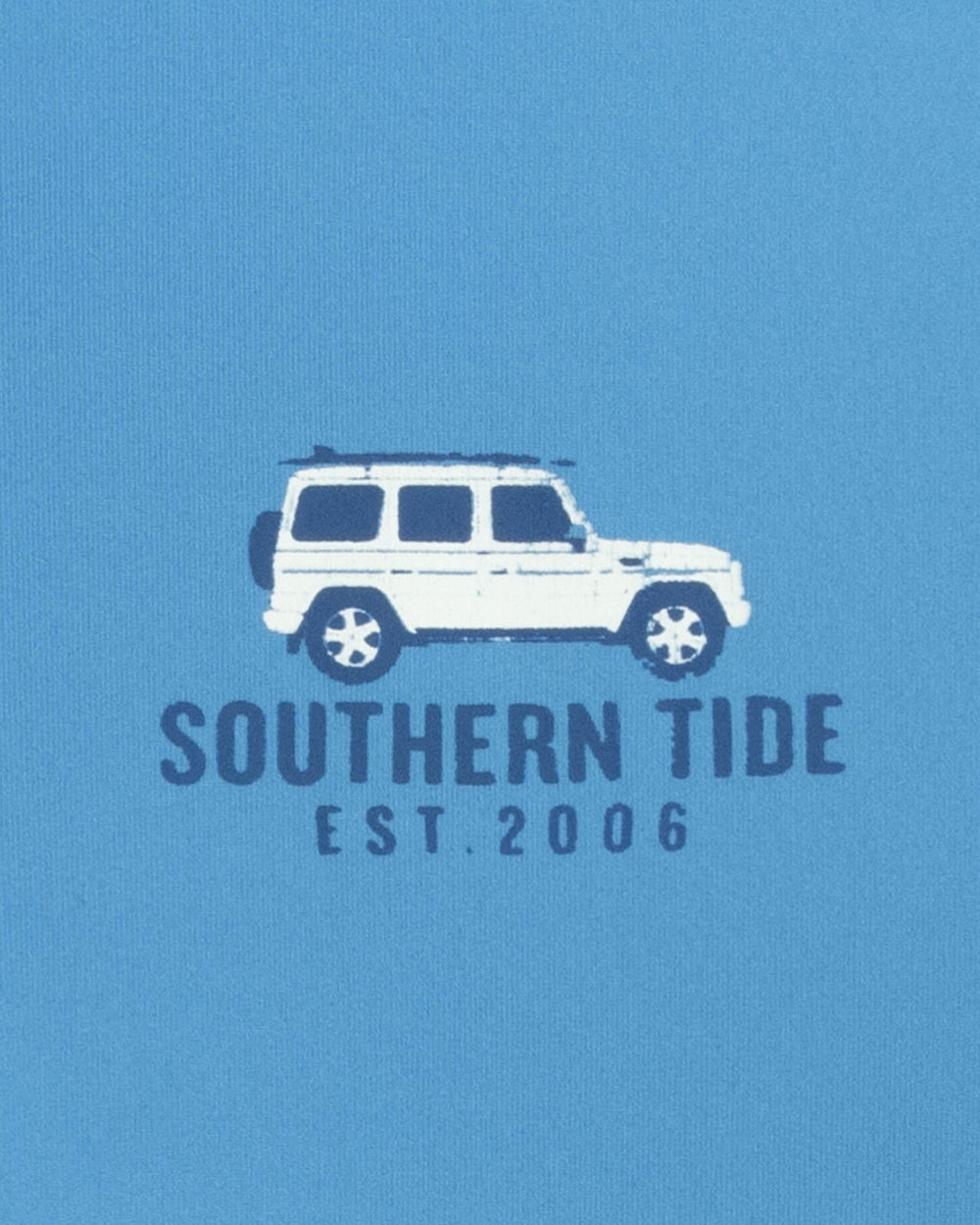 The detail view of the Southern Tide Youth Classic Cruising Long Sleeve Performance T-Shirt by Southern Tide - Boat Blue