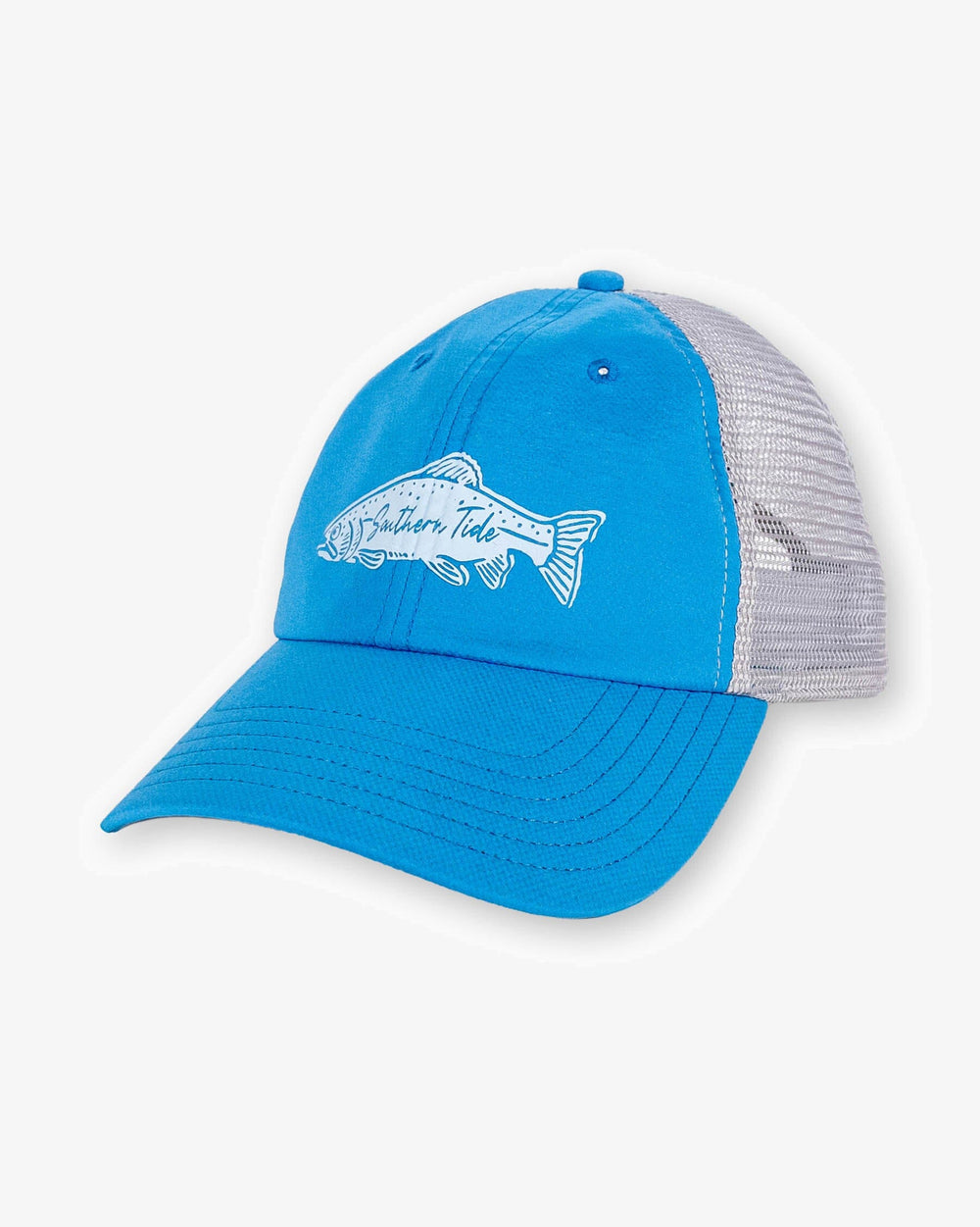 The front view of the Southern Tide Youth Flyday Trucker Hat by Southern Tide - Blue