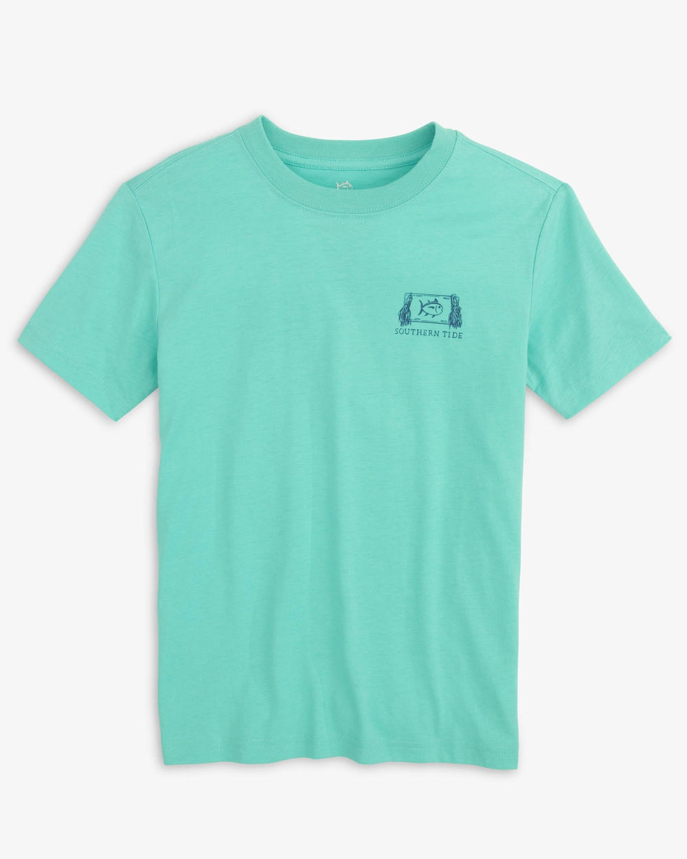 The front view of the Southern Tide Youth Four Wheel Driver Dorado T-Shirt by Southern Tide - Mint