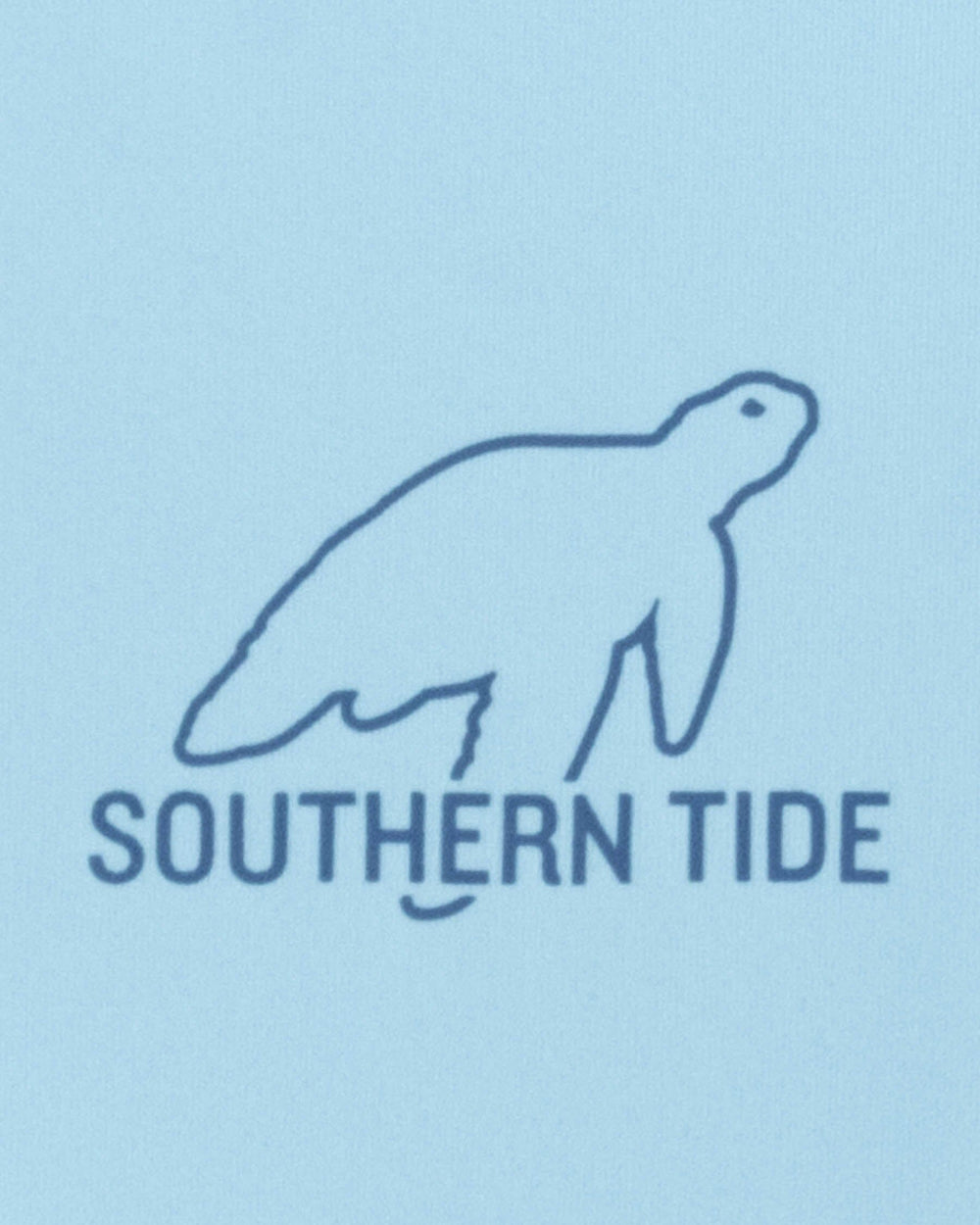 The detail view of the Southern Tide Youth Lined Turtle Long Sleeve Performance T-Shirt by Southern Tide - Rain Water