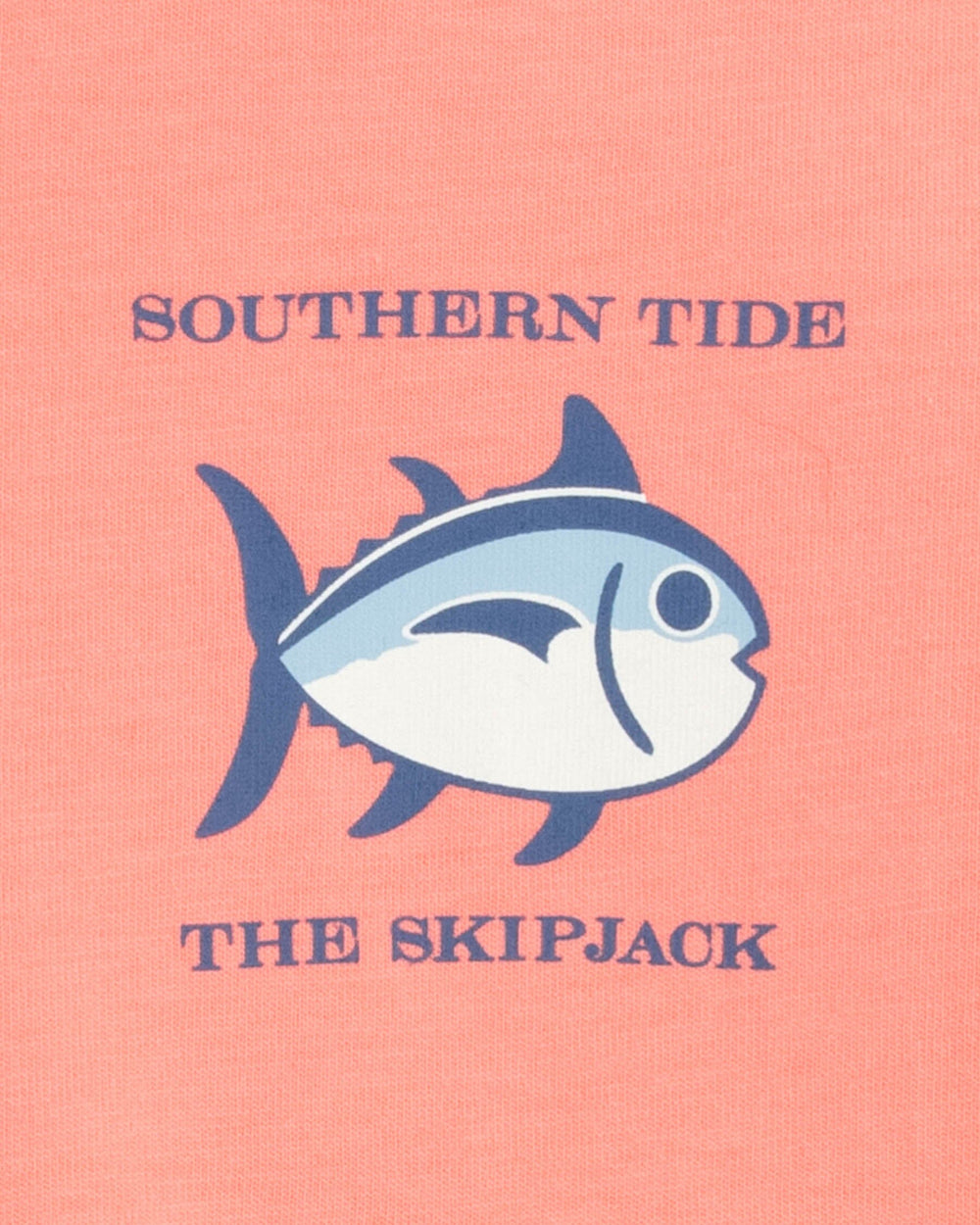 The detail view of the Southern Tide Youth Original Skipjack T-Shirt by Southern Tide - Flamingo Pink