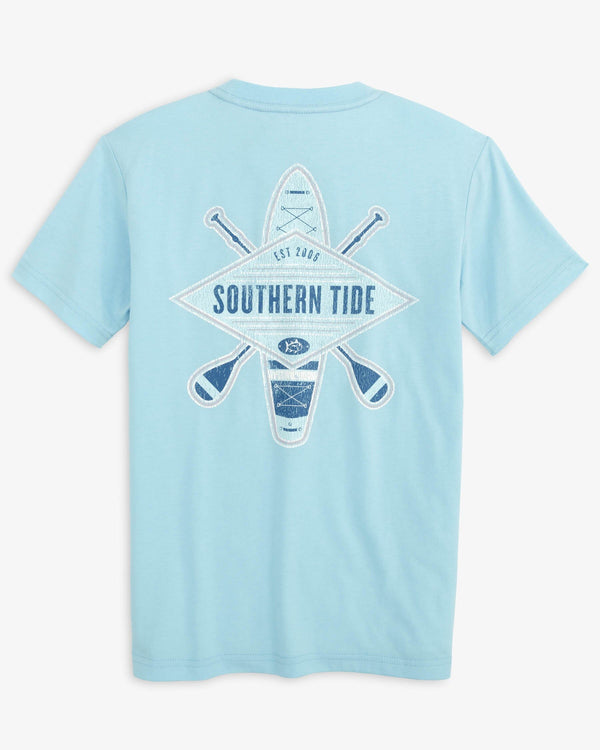 The back view of the Southern Tide Youth Paddleboard T-Shirt by Southern Tide - Rain Water