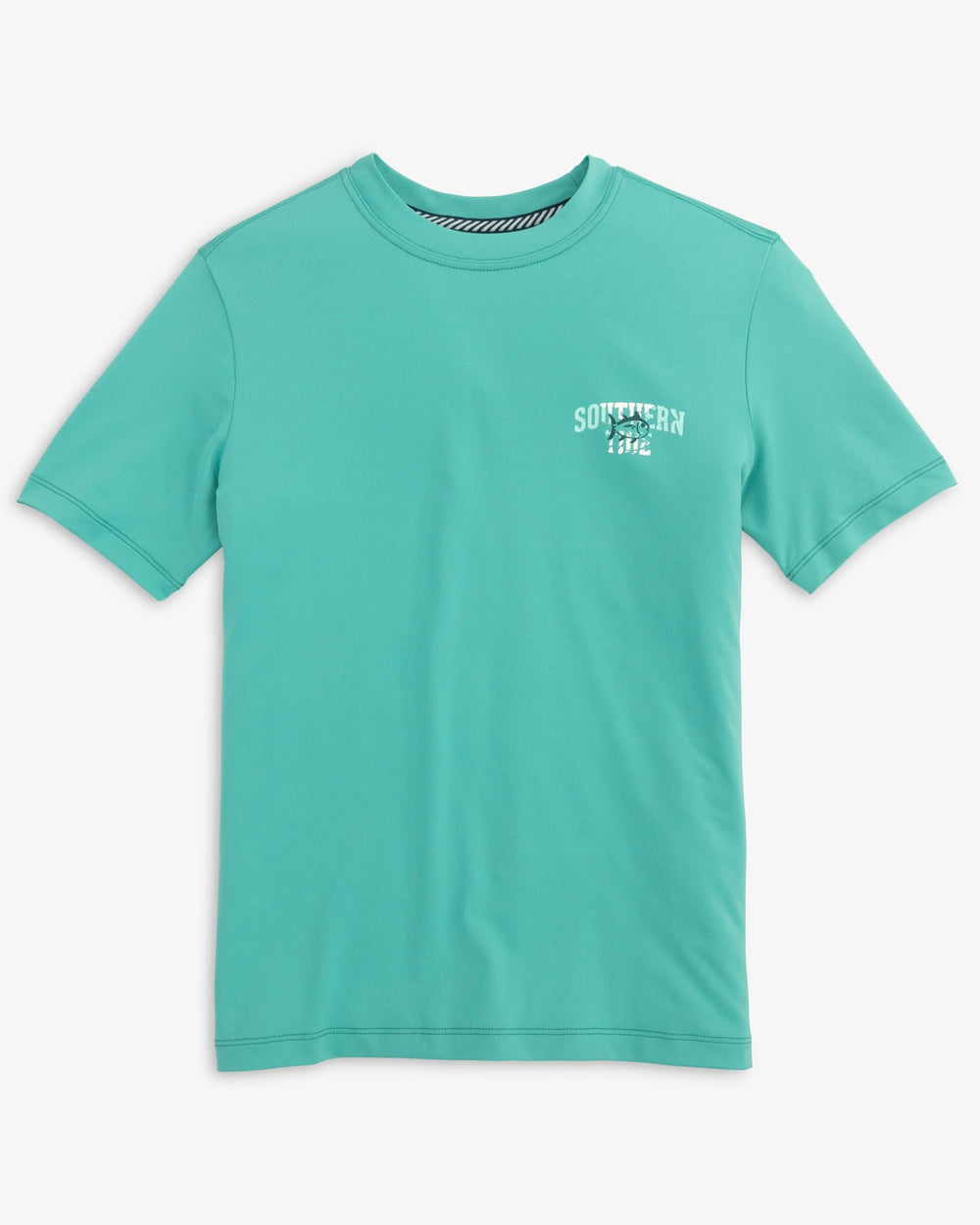 The front view of the Southern Tide Youth Skipjack Breakthrough Performance T-Shirt by Southern Tide - Tidal Wave