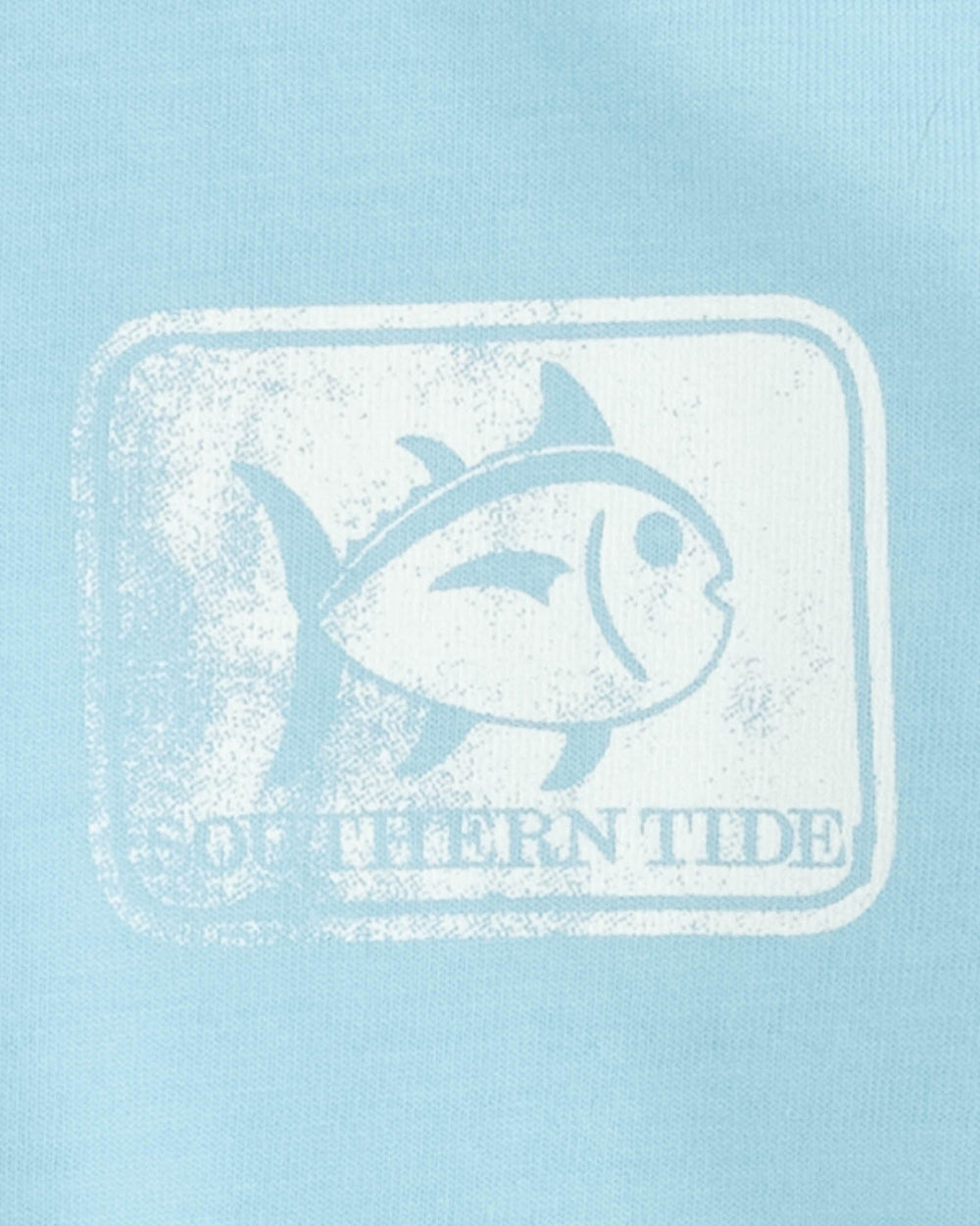 The detail view of the Southern Tide Youth Skipjack Reef T-Shirt by Southern Tide - Rain Water