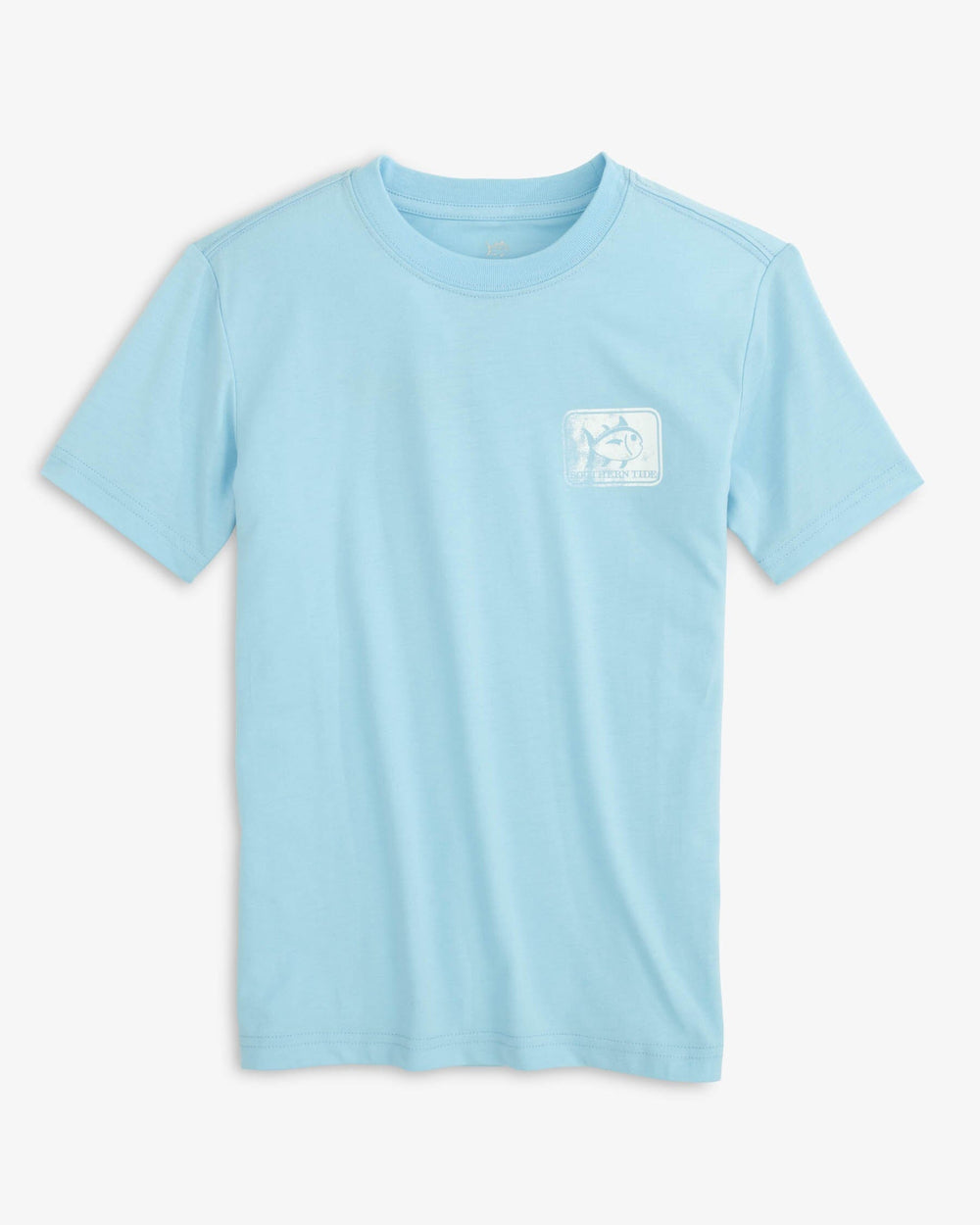The front view of the Southern Tide Youth Skipjack Reef T-Shirt by Southern Tide - Rain Water
