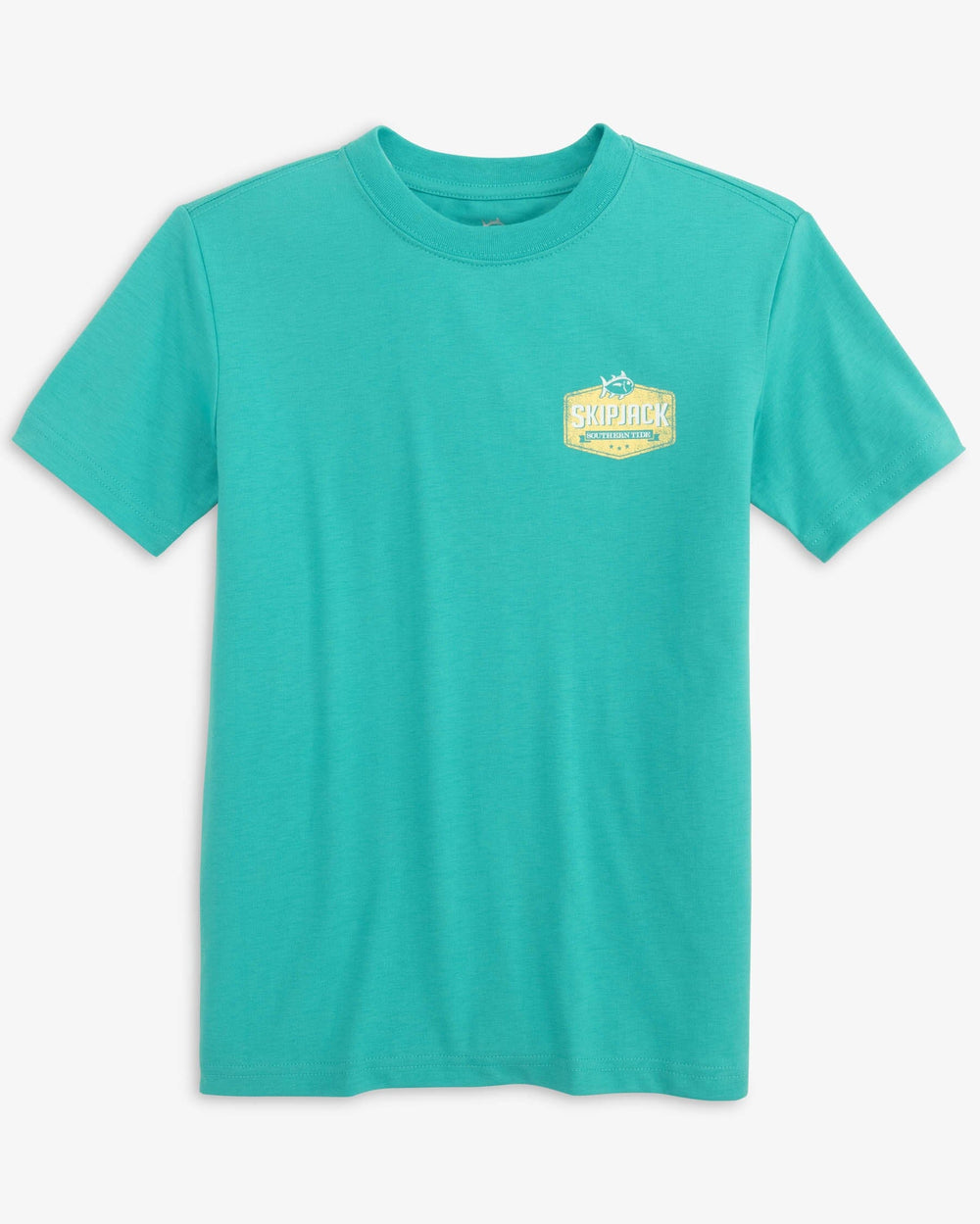 The front view of the Southern Tide Youth Weathered Badge T-Shirt by Southern Tide - Tidal Wave